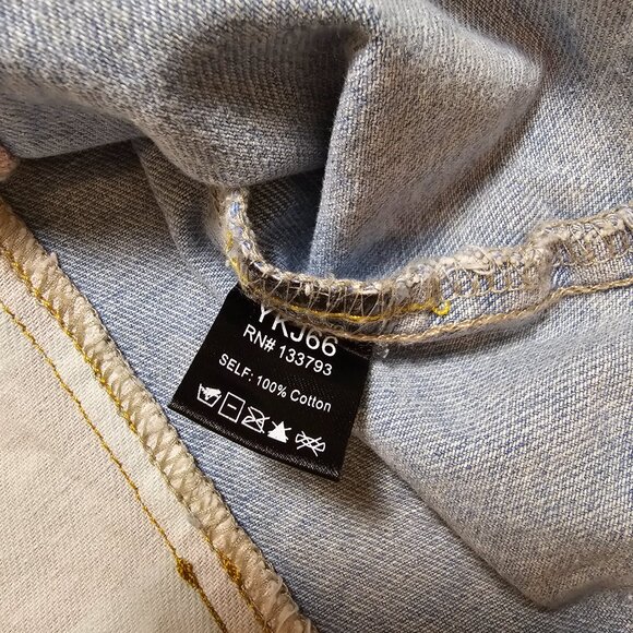 Pol Denim Distressed Checker Patch Jacket Size M Good Used Condition - Picture 5 of 8